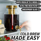 Zulay Kitchen 1.5 Liter Cold Brew Coffee Maker with EXTRA-THICK Glass Carafe & Stainless Steel Mesh Filter - Premium Iced Coffee Maker, Cold Brew Pitcher & Tea Infuser (Gold)…