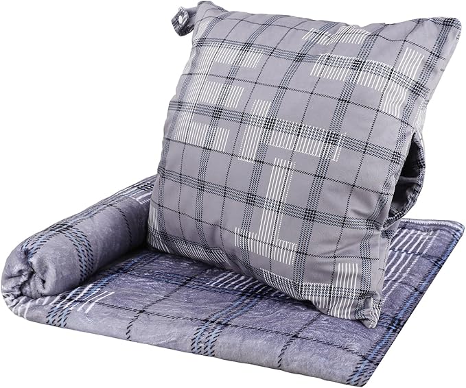 3 in 1 Travel Pillow Blanket Set with Removable Flannel Blanket Throw,Hand Warmer Pockets,Pillow (Color6, 60in*79in)