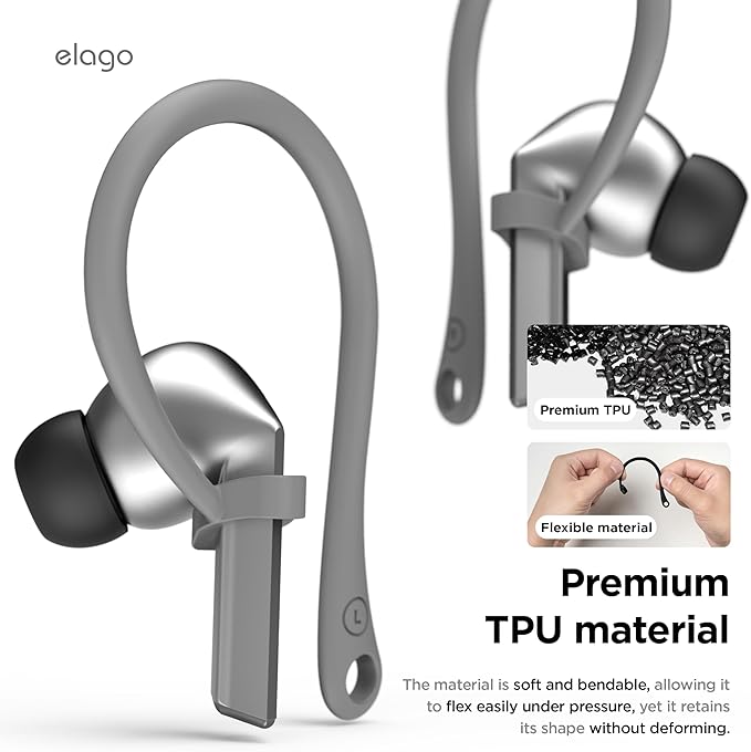 elago Ear Hooks Designed for Samsung Galaxy Buds 3 &Galaxy Buds 3 Pro Earbuds Accessories, Anti-Slip, Ergonomic Design, Comfortable Fit (Dark Gray)