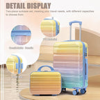Kids Luggage Sets for Girls, 2 Piece Luggage Set, 20 Inch Rotating Wheel Suitcase with 14 Inch Cosmetic Case, Lightweight Hardshell Suitcase with 360° Spinner Wheels for Travel (Blue+Yellow)