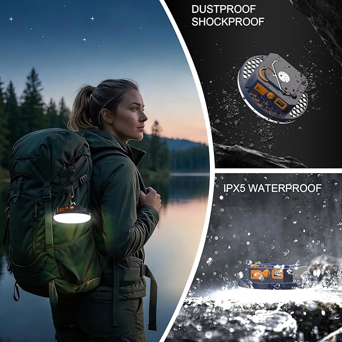 10000mAh 4000LM Flashlight Portable LED Camping Lantern Rechargeable Light 30W with Digital Display and Magnet , IPX5 Waterproof Tent Lights Power Failure Emergency Light for Parents Christmas Gift