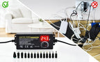 Universal Power Supply Adjustable 72w DC 3V ~ 24V Variable Switching 100V-240V AC/DC Adapter with Volt Display,14pcs Tips,4-Way Power Splitter Cable,Test Lead, Polarity Converter