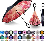 MRTLLOA 40/49/56 Inch Oversize Windproof Inverted Reverse Upside Down Umbrella, Golf Size Rain Umbrella, Double Layer, C-Shaped Handle for Men, Women and Kids
