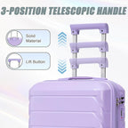 Kids Luggage Sets for Girls, 2 Piece Luggage Set, 20 Inch Rotating Wheel Suitcase with 14 Inch Cosmetic Case, Lightweight Hardshell Suitcase with 360° Spinner Wheels for Travel (Purple)
