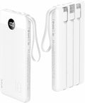 VRURC Power Bank for iPhone, 22.5W Fast Charging Phone Charge with Built-in Cables,10000mAh USB C in & Out Cord Portable Charger,Slim Lightweight Charging Bank Travel Essentail-White(1 Pack)