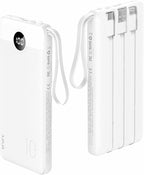 VRURC Power Bank for iPhone, 22.5W Fast Charging Phone Charge with Built-in Cables,10000mAh USB C in & Out Cord Portable Charger,Slim Lightweight Charging Bank Travel Essentail-White(1 Pack)