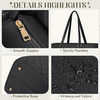 RAINSMORE Laptop Bag for Women 15.6 Inch Work Tote Bags Leather Laptop Tote Professional Laptop Purse Computer Handbag Womens Briefcase Tote with Clutch for Teacher Office Travel, Black