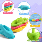 Fajiabao Bath Toys for Kids Ages 1-3 Toddler Bath Toys Mold Free for 2-4 Stacking Boat Water Table Pool Sand Bathtub Sensory Toys for Girls Boys Gifts