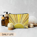 Boho Makeup Bag, Boho Abstract Yellow Sun Makeup Bags for Women, Boho Gifts for Women, Boho Makeup Pouch Zipper Pouch, Yellow Aesthetic Makeup Bag