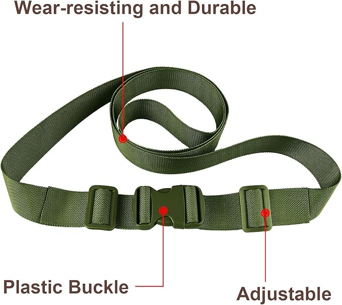 MAGARROW 65" 1.5" Utility Straps with Buckle Adjustable, 4-Pack (Army Green (4-PCS))