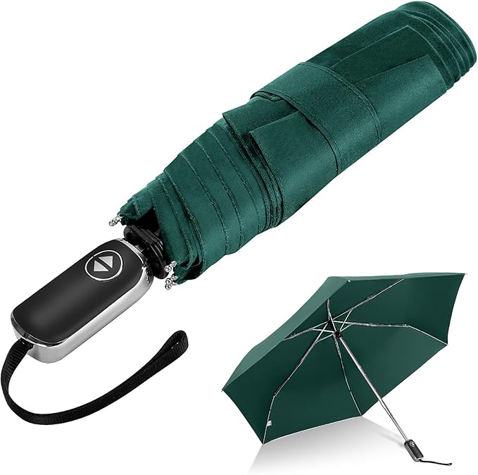Compact Travel Umbrella for Purse - Flat Handle, Waterproof for Light Rain