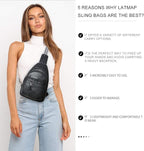LATMAP 7L Sling Bag For Women Men Backpack Fanny Pack Crossbody Chest Travel Shoulder Belt Bags Purse Handbag PU Leather
