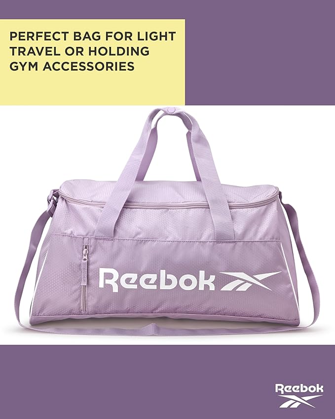 Reebok Duffle Bag - Lightweight Unisex Carry On Gym Bag - Travel and Sports Duffel Bags for Men and Women, Denver - Lavender