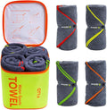 4Monster 4-Pack Quick Dry Microfiber Travel Towels – Super Absorbent, Ultra-Soft Camping Towel Set with Water-Resistant Bag, Lightweight & Compact for RV, Gym, Beach, Pool, Swimming, and Family Trips