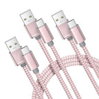 Basesailor for iPhone 17 16 Pro Max Charger Cord,USB to USB C Cable,Type C Charging Power Cord for Apple 17e 15 iPad 10 Air 4 5,Samsung Galaxy S26 S25 S24 S23,Pink,3Pack 1.5/3.3/6.6FT(0.5/1/2M)