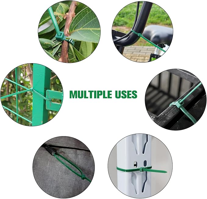 Zip Ties Assorted Sizes(4”+6”+8”+12”), 400 Pack, Green Cable Ties,Multi-Purpose Self-Locking Nylon Cable Cord Management,Plastic Wire Ties for indoor and outdoor use.