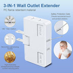 ETwinCoo 3 Way Flat Wall Outlet Extender Safe AC Adapter - 2-Prong Swivel Mini Indoor Wall Tap Plug, Outlet Splitter (Quick & Easy Install) Perfect for Home and Travel, Type A, White (3 Pack)