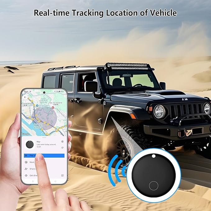 GPS Tracker for Vehicles,Hidden GPS Car Tracker with Magnetic Case,Work with Google Find My(Android Only),Real-time Global Coverage Car Locator for Truck,No Subscription&Monthly Fee/No SIM Card