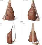 LATMAP Sling Bag For Women Faux Leather Small Casual Daypack Backpack Fanny Pack Crossbody Chest Bags Purse
