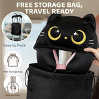 Mewaii Travel Neck Pillow with Hood for Airplanes,Memory Foam,Breathable Ice Silk & Soft Velvet,Double-Sided,Removable to Clean,Adjustable Strap,Portable Travel Pillow for Long Flights Adults & Teens