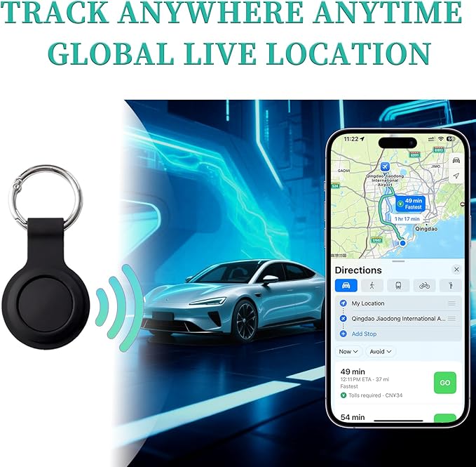 2 Pack GPS Tracker and 2 Keychains for Vehicles Work with Find My (iOS Only) Real Time Hidden Mini Car Locator Tracking Global Coverage Device No Monthly Fee or Subscription No SIM Card Required