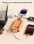 Solar-Charger-Power-Bank - 20000mah Solar Powered Battery Charger Cell Phone,20W Fast Charging Built in Cables,Camping Essentials Portable External Battery Pack Compatible with Multiple Devices