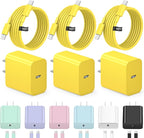 iPhone 17 16 15 Charger Fast Charging 3+3Pack Type C Charger USB C Chargers Block with 10FT Cable for iPhone Air/17/17 Plus/17 Pro/17 Pro Max/16/16 Plus/16 Pro/16 Pro Max/15/15 Pro Max(Yellow)