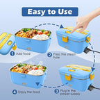 COZYEXPERT 100W Heated Lunch Boxes for Adults 12V 24V 110V-230V Electric Lunch Box Food Heater for Car/Truck Portable Food Heating Boxes with 1.8L 304 SS Containe