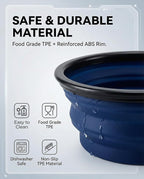 Collapsible Dog Bowls for Travel, 2-Pack Dog Portable Water Bowl for Dogs Cats Pet Foldable Feeding Watering Dish for Traveling Camping with Carabiners, BPA Free (Grey&Navy-NEW, Small (Pack of 2))