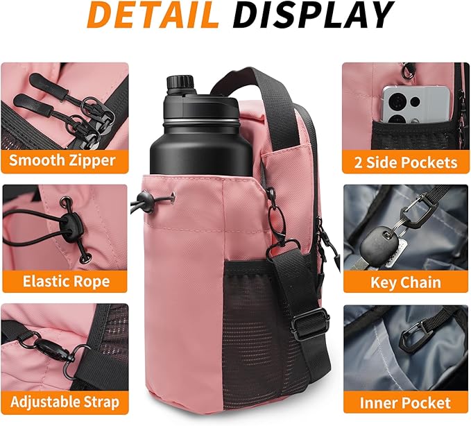 Magnetic Gym Bag for Women and Men, Magnetic Water Bottle Holder with Strap and Phone Pocket