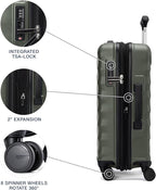 Travelpro Maxlite Air V2 Hardside Expandable Carry on Luggage, 8 Spinner Wheels, Lightweight Hard Shell Suitcase, TSA lock, Slate Green, Carry On 20-Inch