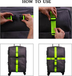 MAGARROW 1.5" Utility Luggage Straps with Buckle Adjustable, 4-Pack (Neon Green, 1.5 in x 3.2 ft)