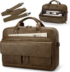 RAINSMORE Mens Laptop Bag PU Leather Messenger Bag 15.6 Inch Briefcase Vintage Computer Satchel Bag for Work Business