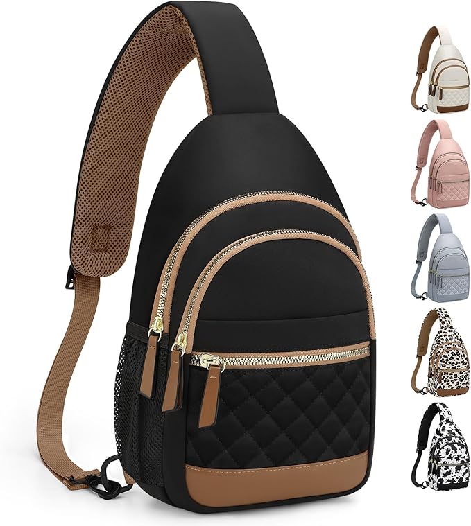 Capolo Sling Bag for Women Men Waterproof Crossbody Bags for Women Trendy Casual Fanny Pack with Convertible Shoulder Strap Chest Bag for Travel Hiking(Black, Large)