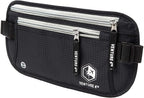 VENTURE 4TH RFID Money Belt for Travel with RFID Blocking Sleeves – Slim Hidden Travel Wallet & Passport Holder for Men & Women, Lightweight Anti-Theft Pouch to Protect Cash, Cards & Documents - Black