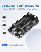 diymore 1865O Battery Holder Double Li-ion V8 Battery Shield Micro USB 5V/3A 3V/1A Power Bank Battery Charging Module for Raspberry Pi and Arduino(2 Holders)