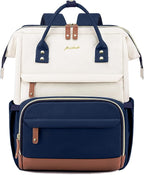 Focdod Laptop Backpack for Womem Work Bags: 17.3 Inch Travel BackPacks With USB Charging Port Anti Theft Fashion College BookBag Durable Back Pack Purse Bussiness Daypack for Nurse Teacher Navy Beige