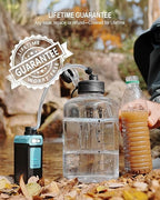 BKLES 3-in-1 Solar Electric Water Filter with Hand Pump - Camping Water Filtration System Survival, Portable Water Purifier with Emergency Light, Survival Kit for Backpacking, Birthday Gifts for Men