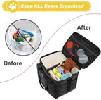 6 Set Dog Travel Bag, Large Pet Travel Kit for Supplies Includes 2 Food Containers, 1 Pet Organizer for Dogs, 2 Collapsible Bowls, 1 Treat Pouch, Dog Weekend Overnight Bag Luggage, Black