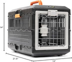 Pet Carrier & Crate, 21.5"L x 12"W x 14"H - Collapsible for Small Cats and Dogs, Portable Hard Plastic Wall Kennel for Indoor/Outdoor Use