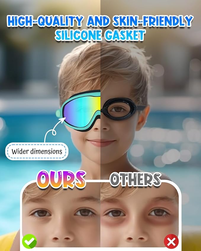 Swim Goggles 2 Pack, Wide View Anti Fog&UV Swimming Goggles for Audlt, No Leak Pool Beach Essentials for Men Women