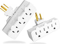 Oviitech 3-Outlet Swivel Wall Adapter,2 Pack Grounded 180 Degree Swivel Wall Tap,Multi-Plug Outlets,White.