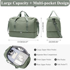 Large Travel Duffle Bag,Carry on Overnight Weekend Bag with Shoes Compartment,Weekender Bags for Women for Travel Business Trips Sport Hospital,Olive Green