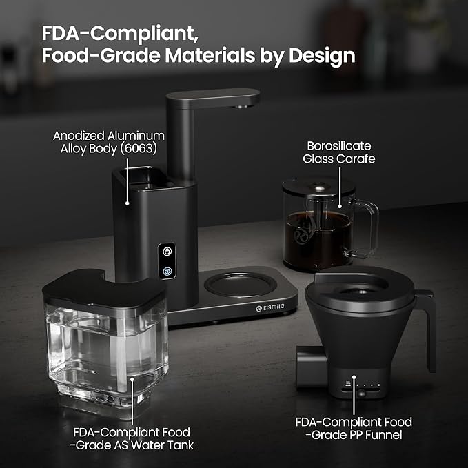 Kismile SCA-Certified 8 Cup Drip Coffee Maker, Pour Over Coffee Machine with 3s Instant Heat 197–205℉, Adjustable Flow Control, Removable Water Tank, Deep Cold Brew & 40 Min Keep Warm (Black)