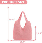 Hand-woven Soft Large Straw Shoulder Bag Boho Straw Handle Tote Retro Summer Beach Bag Rattan Handbag