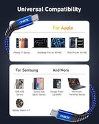 USB C to C Cable Fast Charging 6FT, 2Pack USB Type C Cable for Car Durable Braided iPhone USB C Charger Cable USBC to USBC Cord for iPhone 17/16/15/Pro Max/Plus, Samsung Galaxy S23 and More-Blue