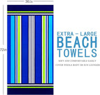 Oversized Terry Beach Towel 36 x 72 in Soft Extra Large Big Pool Swim Towels for Adults XL Clearance Big Travel Blanket Cruise Vacation Accessories Essentials Lounge Chair Cover Blue Green