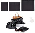 Ewen Small Medium Large Satin Drawstring Dustbags with Tags, 3 Pack Dustproof Travel Essentials Organizer Bags for Handbags, Black Packing Bags for Closet Home Storage Jewelry Shoes Purse Organization