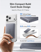 Baseus Picogo Power Bank, 0.5" Ultra Slim 10000mAh MagSafe Portable Charger, Upgraded CCC Certified 27W Fast Charging Magnetic Battery Pack, Alloy Wireless Charger for iPhone 17/16/15/14/13/12