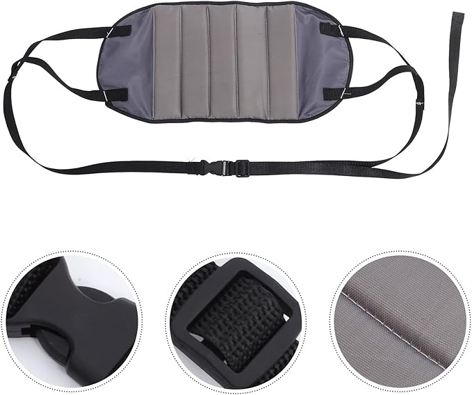 Portable Foot Hammock Travel Foot Rest for Airplane Under Desk Office Use, Breathable Plush Deep Gray Footrest for Long Flights and Travel